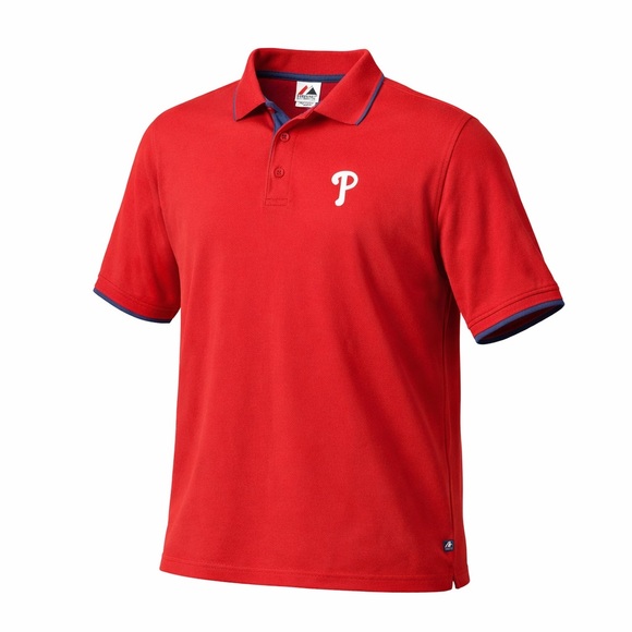 Majestic Other - Majestic Men’s Philadelphia Phillies Short Sleeve Polo Shirt Red/Navy/White Sz M